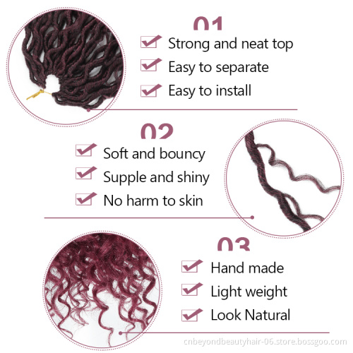 Synthetic Crochet Braids Hair Passion Twist River Goddess Braiding Hair Extension Ombre Brown Faux Locs With Curly Ends Hair